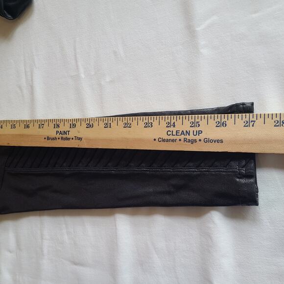 Spanx 20136R Full Length Moto Leggings Black Shiny Faux Leather Pants Size S - Picture 12 of 13